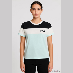 Fila Black and Light Blue Colorblock T-Shirt